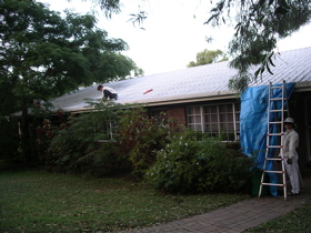 Cleaning the roof gutters