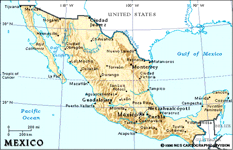 Map of Mexico: select a Major 
City