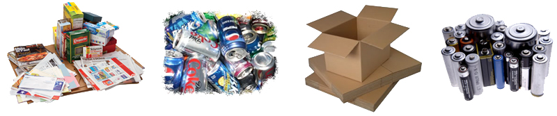 Recycled Materials include Mixed Paper Beverage Containers Cardboard and Batteries