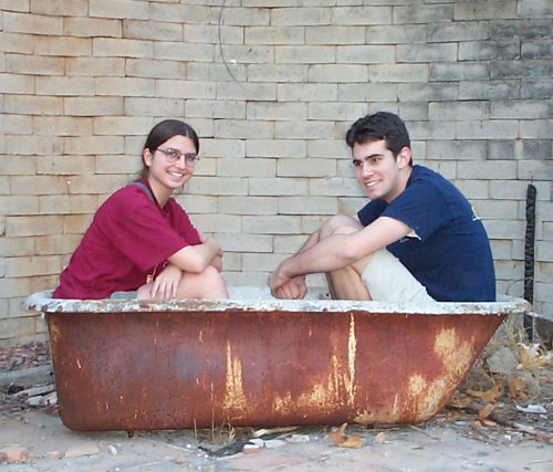 Stephanie and Eric in a tub