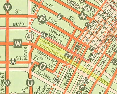 1935 Los Angeles transit map