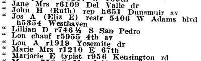 1931 Los Angeles city directory, page 1302 detail