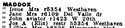 1933 Los Angeles city directory, page 1162 detail