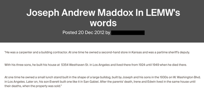 Joseph Andrew Maddox in LEMW’s Words