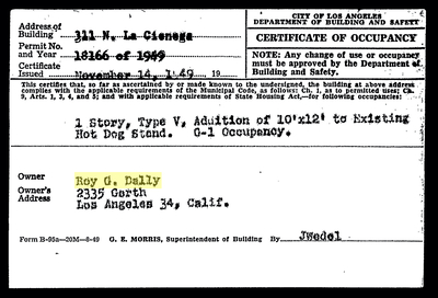 Tail o’ the Pup permit, 1949