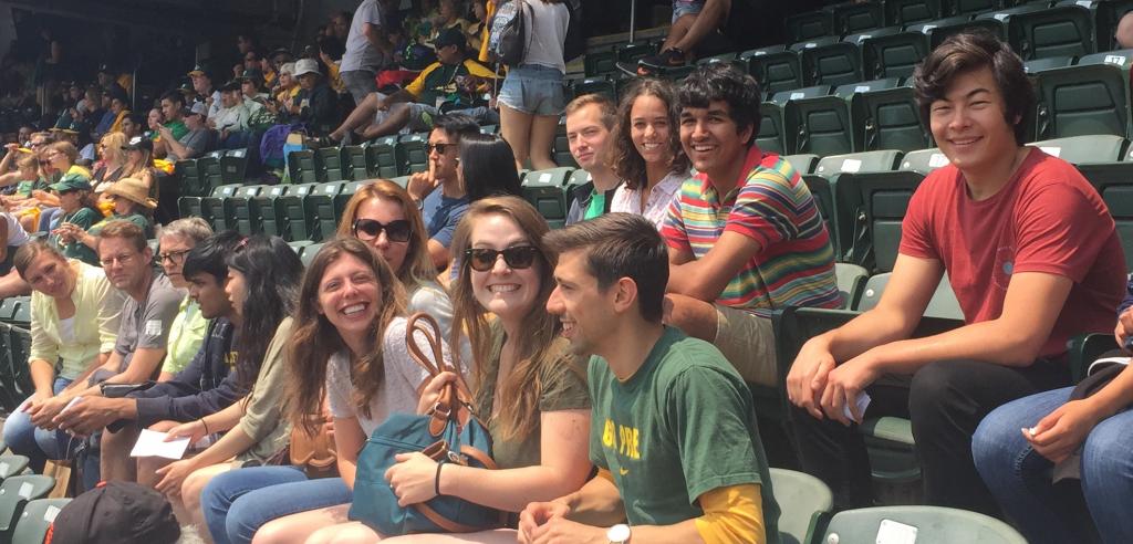 Hockemeyer and Bateup Lab Members at the A's Baseball Game