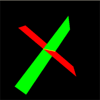 intersecting strips - intersection is combined colors for effect
