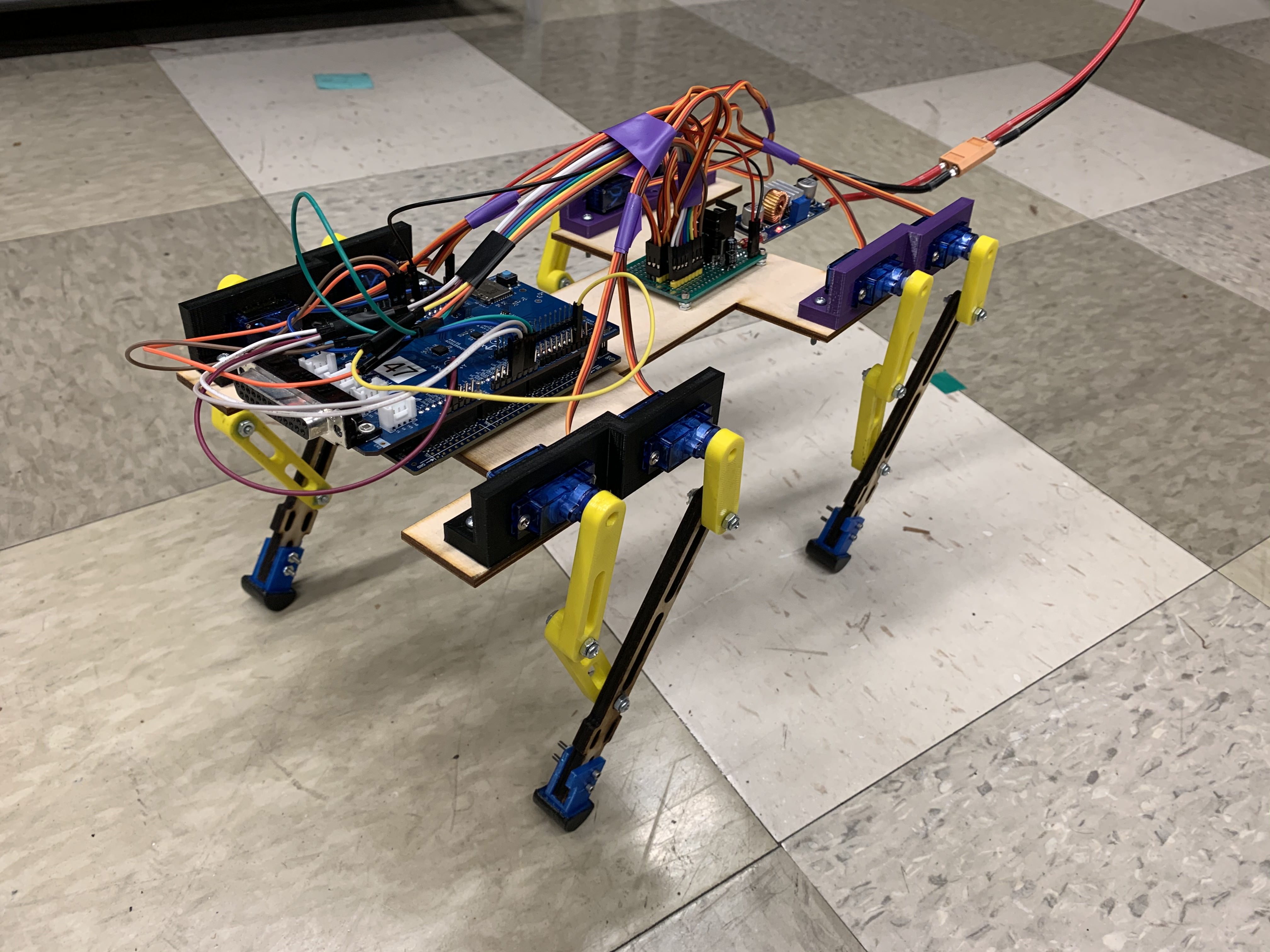 TART is a semi-autonomous quadrupedal robot that sends back environmental sensor data to operators via Bluetooth Low Energy (BLE). Robot motion is controlled with keypresses, which are sent over BLE to switch gaits.