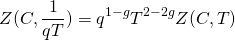 \[Z(C, \frac{1}{qT}) = q^{1-g}T^{2-2g} Z(C, T)\]