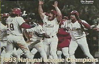 The Phillies Celebrate during the 1993 NLCS
