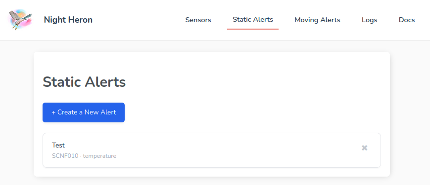 Static alert list view